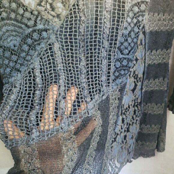 Radzoli Gray Floral Garden Lace Mesh Lined Pieced Seams Whimsigoth Size S - Picture 10 of 12